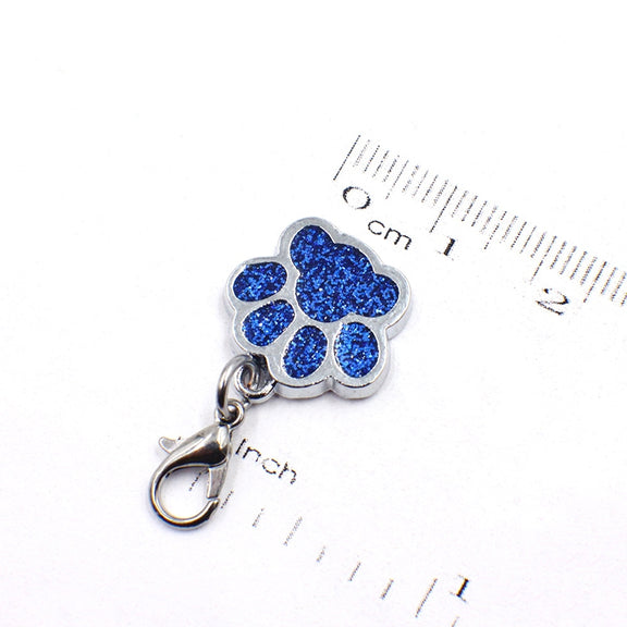 10 PCS Enamel Cat Dog  Bear Paw Prints Key Chain Jewelry Making(Light Blue)