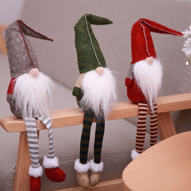 Cute Sitting Faceless Long-legged Elf Doll Christmas Decoration(Green)