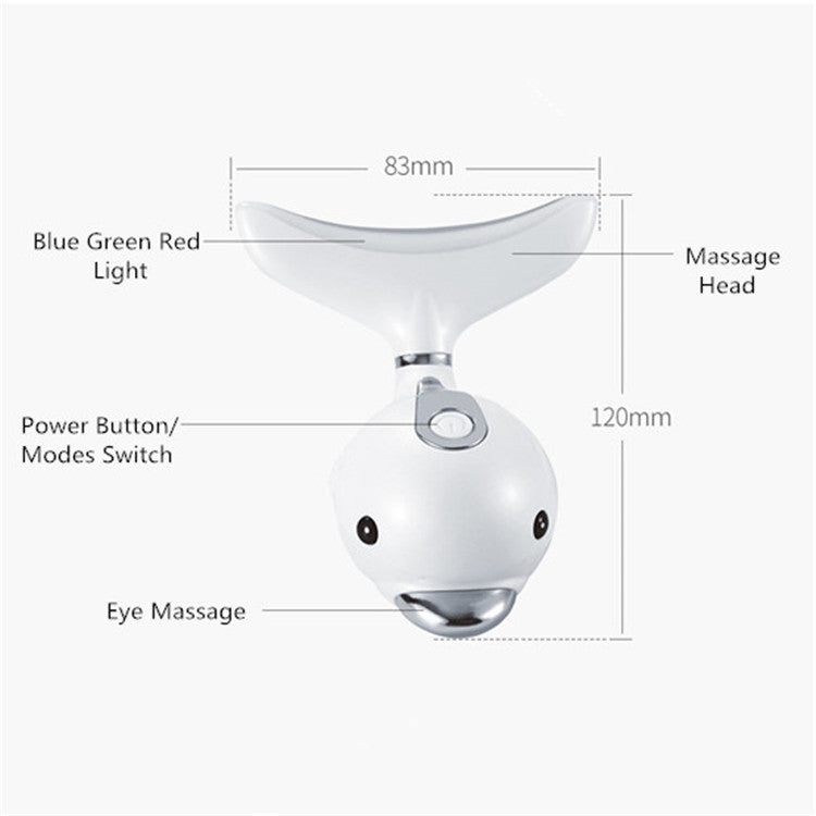 Electric Dolphin Neck Massager Wrinkle Removal Handheld Vibration Neck Face Massage Beauty Instrument Tool(Pearl White)