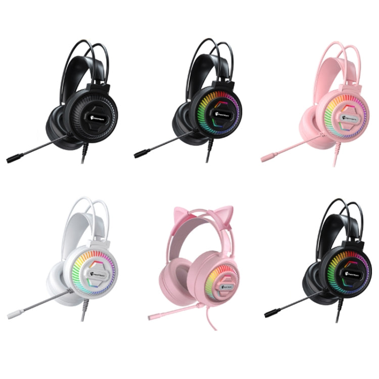 PANTSAN PSH-400 USB Computer Head-Mounted Luminous RGB Wired Headset, Specification:3.5mm White
