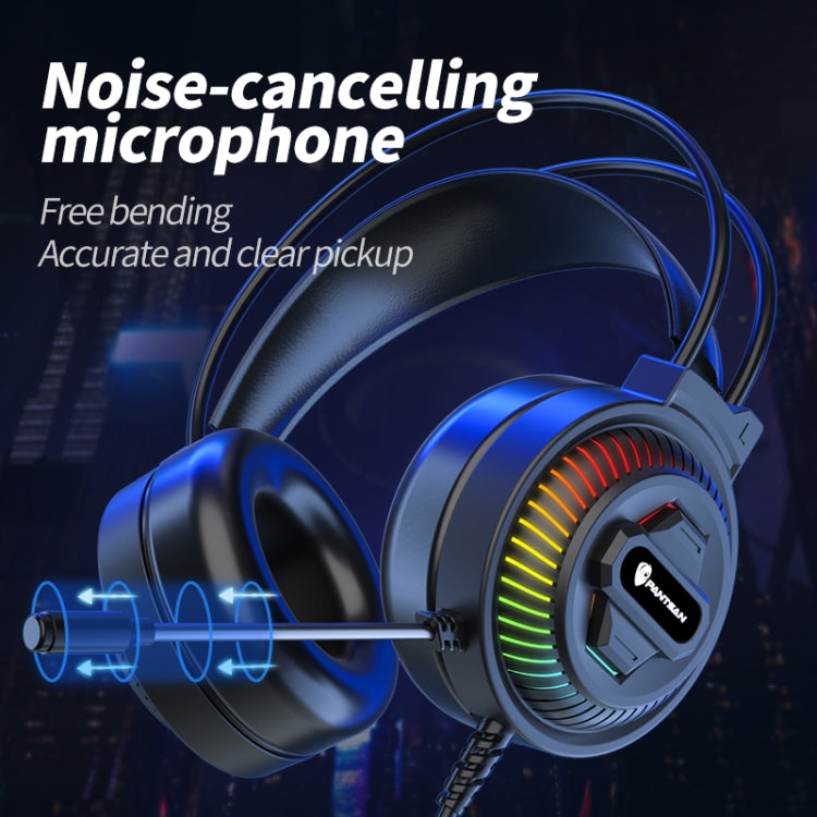 PANTSAN PSH-400 USB Computer Head-Mounted Luminous RGB Wired Headset, Specification:3.5mm White