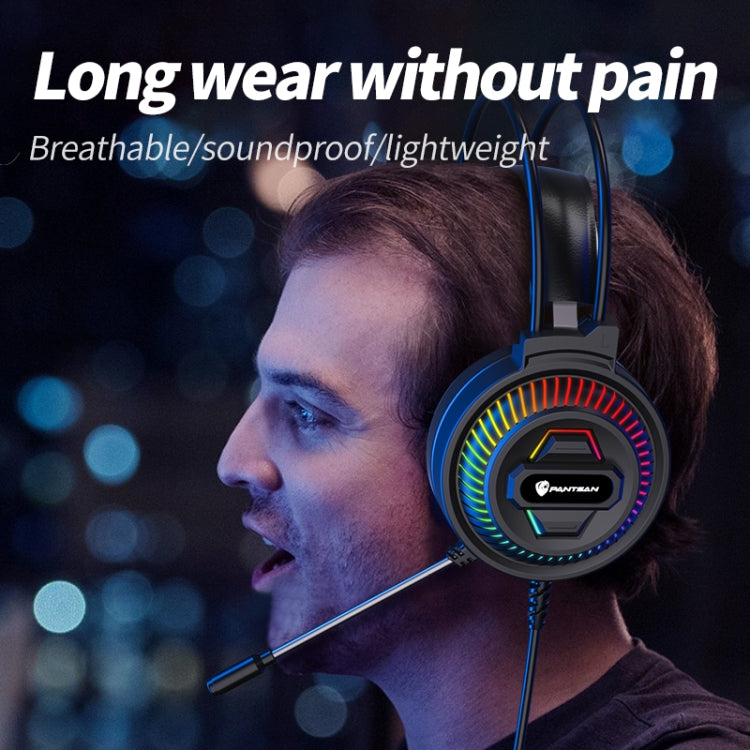 PANTSAN PSH-400 USB Computer Head-Mounted Luminous RGB Wired Headset, Specification:3.5mm White