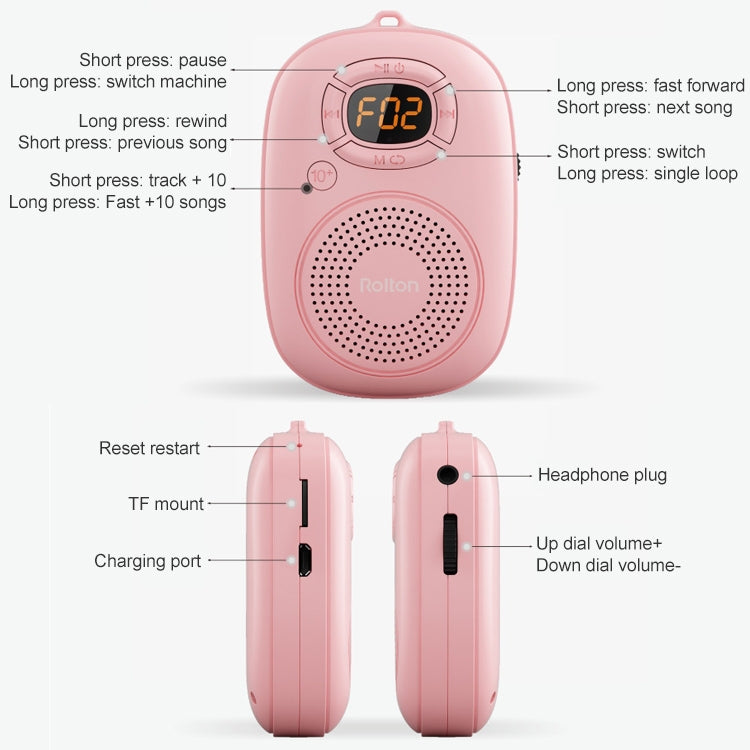 Rolton E200 Mobile Phone Wireless Bluetooth Speaker Mini Portable Outdoor Small Audio Subwoofer Speaker(Pink)