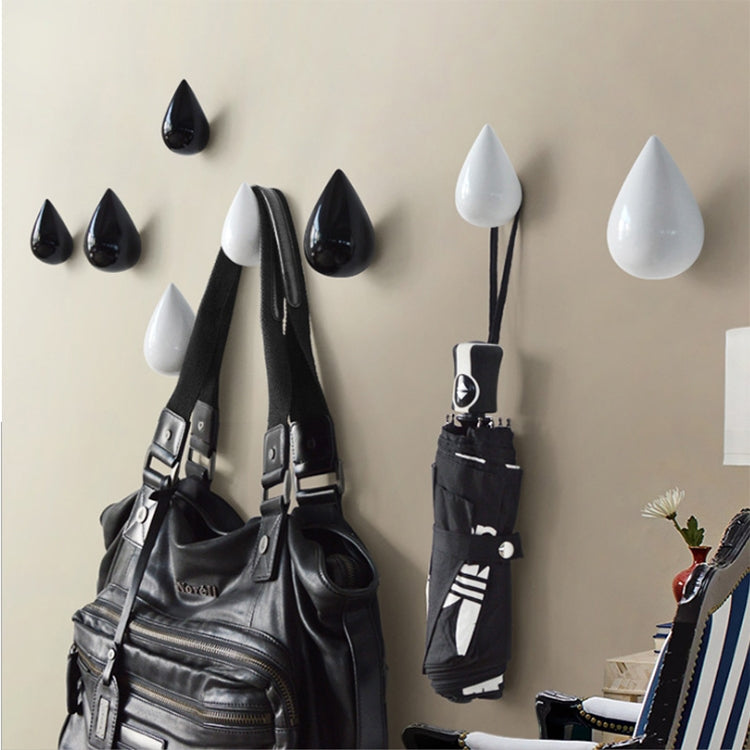 Creative Water Droplets Wall Hooks Home Decoration Resin Mural 3D Coat Hook Single Hooks Wall Hanger, Size:Small Size(White)