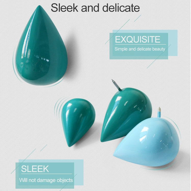 Creative Water Droplets Wall Hooks Home Decoration Resin Mural 3D Coat Hook Single Hooks Wall Hanger, Size:Small Size(Green)