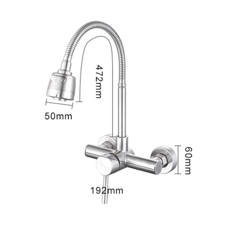 Stainless Steel Material Wall Mounted Kitchen Sink Mixer Faucet Free Rotation Hose Water Tap