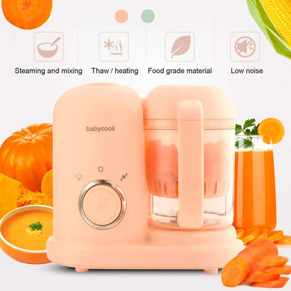 Multifunction Baby Food Cooking Maker Steamer Mixing Grinder Food Supplementary Machine EU Plug(Pink)