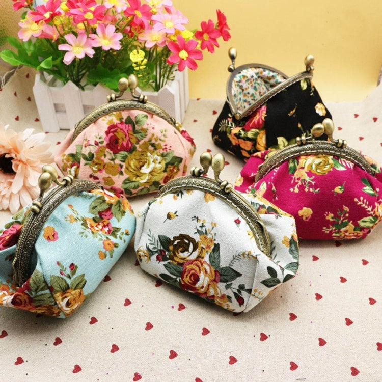 Retro Vintage Flower Small Lady Wallet Hasp Purse Clutch Bag(Pink)