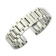 24mm Steel Bracelet Butterfly Buckle Five Beads Unisex Stainless Steel Solid Watch Strap, Color:Silver