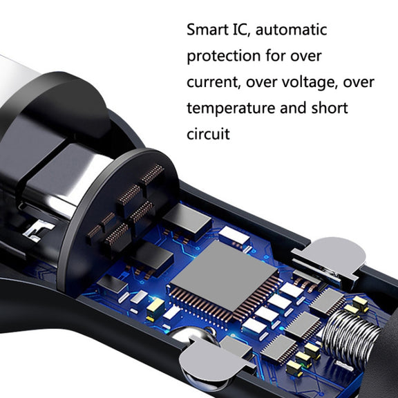 QIAKEY QK506L Dual Ports Fast Charge Car Charger(Black)