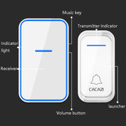 CACAZI A68-2 One to Two Wireless Remote Control Electronic Doorbell Home Smart Digital Wireless Doorbell, Style:EU Plug(White)