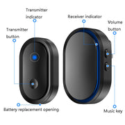 CACAZI A99 Home Smart Remote Control Doorbell Elderly Pager, Style:US Plug(Black)