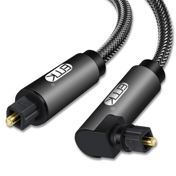 EMK 90 Degree Swivel Adjustable Right Angled 360 Degrees Rotatable Plug Nylon Woven Mesh Optical Audio Cable, Cable Length:3m(Black)