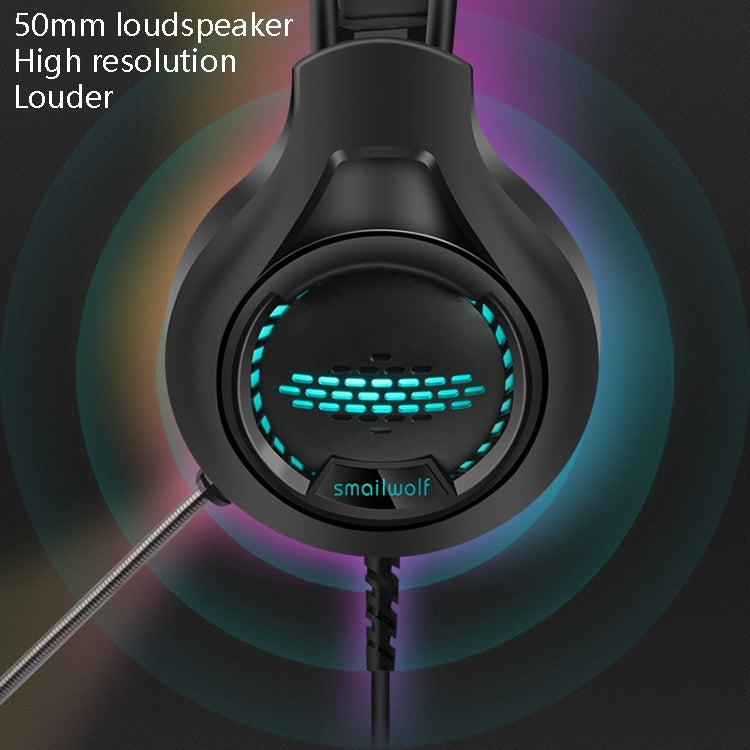 Smailwolf AK3 3.5mm Double Plug Version Game Wired Luminous Desktop Computer Headset(White)