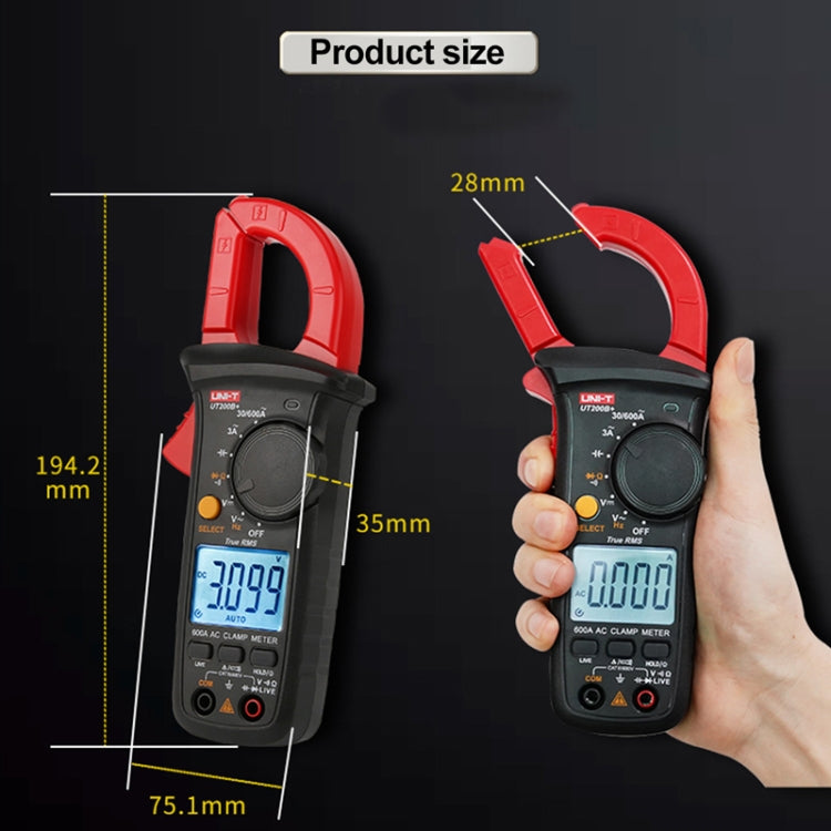UNI-T  UT200A+ 400A Digital Clamp Multimeter AC/DC Voltage Detector Frequency Resistance Tester