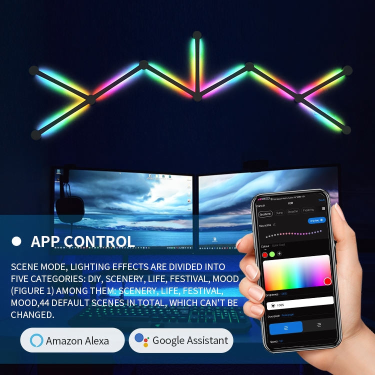 JSK-P22 Smart RGB Mosaic Light Rhythm Light Support Amazon Alexa / Google Assistant /DuerOS EU Plug(Black)