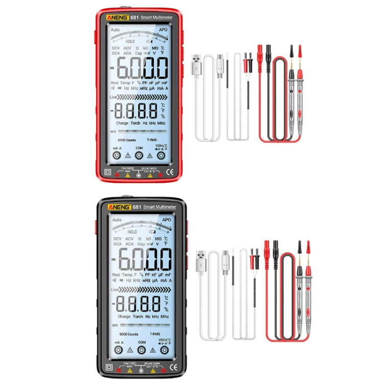 ANENG 681 LCD Digital Display Screen Smart Automatic Range Rechargeable Multimeter(Red)