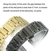 19mm Steel Bracelet Butterfly Buckle Five Beads Unisex Stainless Steel Solid Watch Strap, Color:Gold
