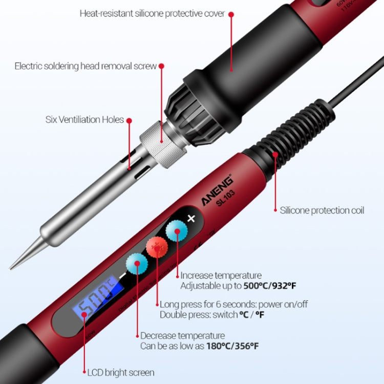 ANENG 60W Adjustable Temperature Electric Soldering Iron Welding Tool, US Plug(SL103)