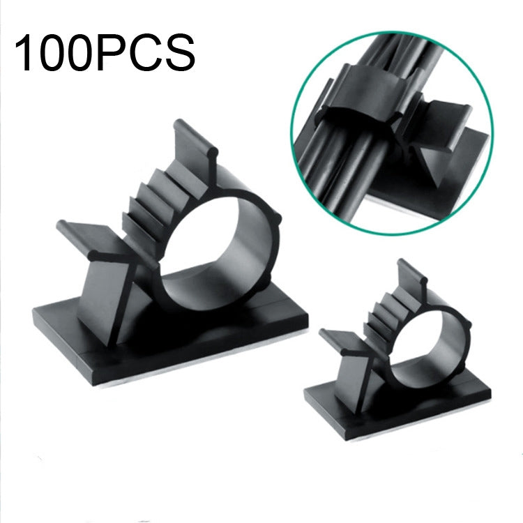 100 PCS Y-1720 Adjustable Self-Adhesive Wire Fixing Cable Organizer (Black)