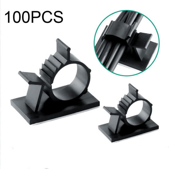 100 PCS Y-1720 Adjustable Self-Adhesive Wire Fixing Cable Organizer (Black)
