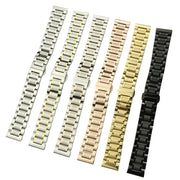 14mm Steel Bracelet Butterfly Buckle Five Beads Unisex Stainless Steel Solid Watch Strap, Color:Black