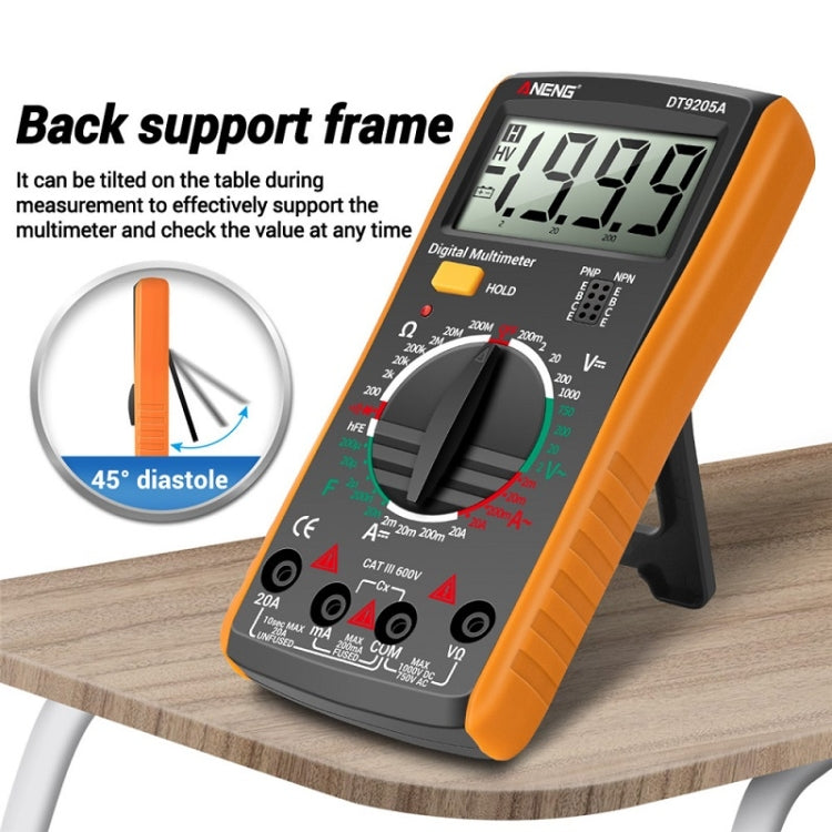ANENG Automatic High-Precision Intelligent Digital Multimeter, Model:DT9205A HOLD Key(Orange)