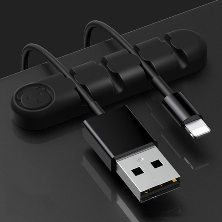 5 PCS 4 Holes Bear Silicone Desktop Data Cable Organizing And Fixing Device(Black)