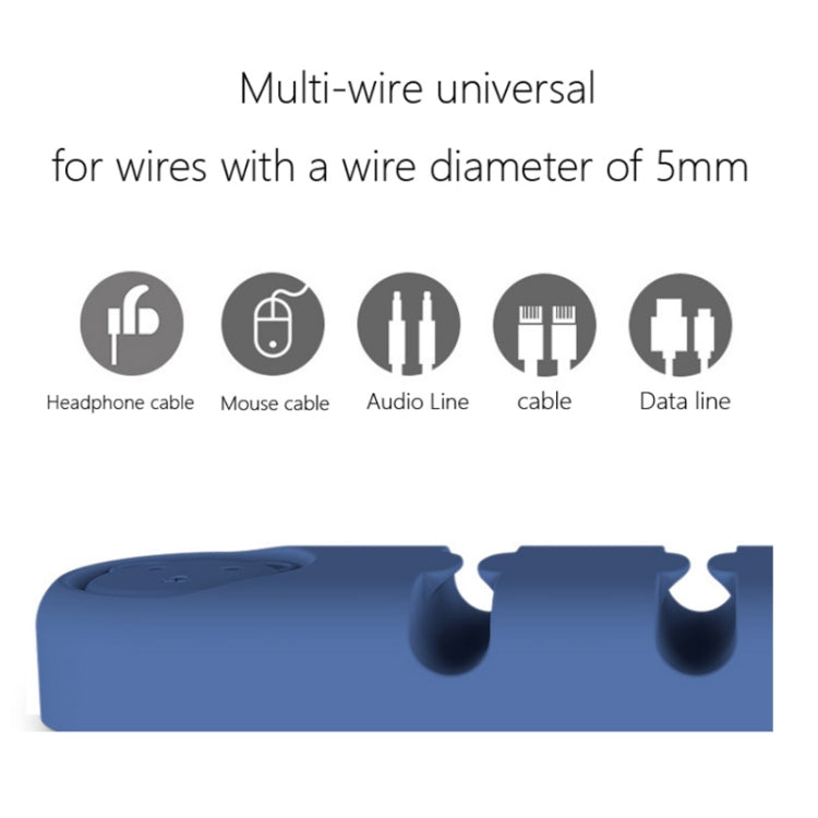 5 PCS 4 Holes Bear Silicone Desktop Data Cable Organizing And Fixing Device(Lemon Yellow)