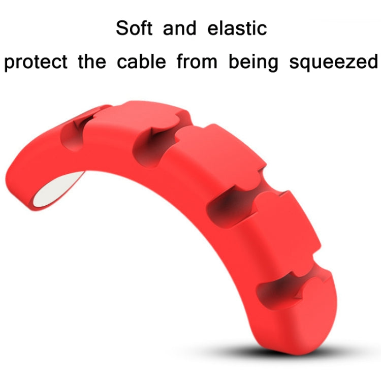5 PCS 4 Holes Bear Silicone Desktop Data Cable Organizing And Fixing Device(Dark Green)