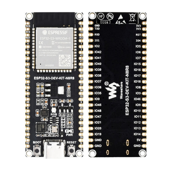Waveshare ESP32-S3 Microcontroller 2.4GHz Wi-Fi Development Board ESP32-S3-WROOM-1-N8R8 Module Standard Ver. With Pinheader