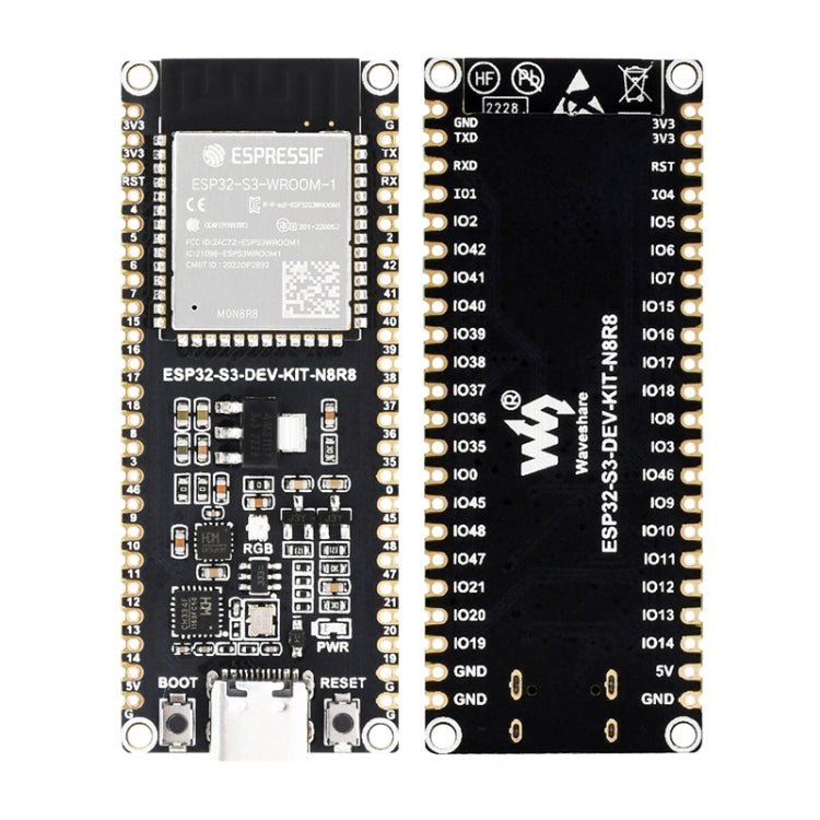 Waveshare ESP32-S3 Microcontroller 2.4GHz Wi-Fi Development Board ESP32-S3-WROOM-1-N8R8 Module Standard Ver. With Pinheader