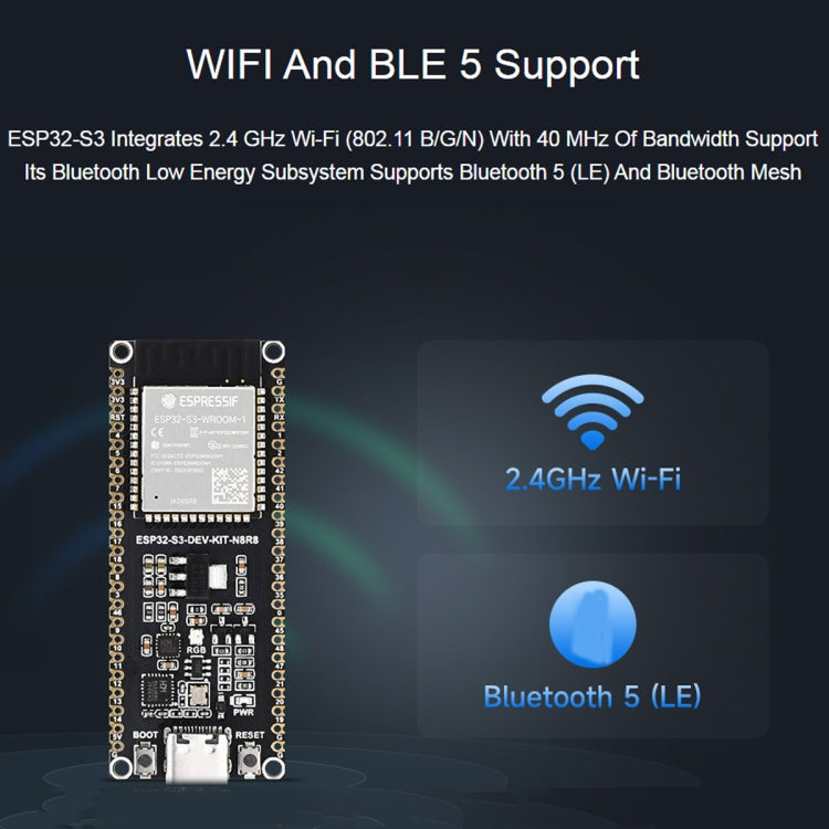 Waveshare ESP32-S3 Microcontroller 2.4GHz Wi-Fi Development Board ESP32-S3-WROOM-1-N8R8 Module Standard Ver. With Pinheader