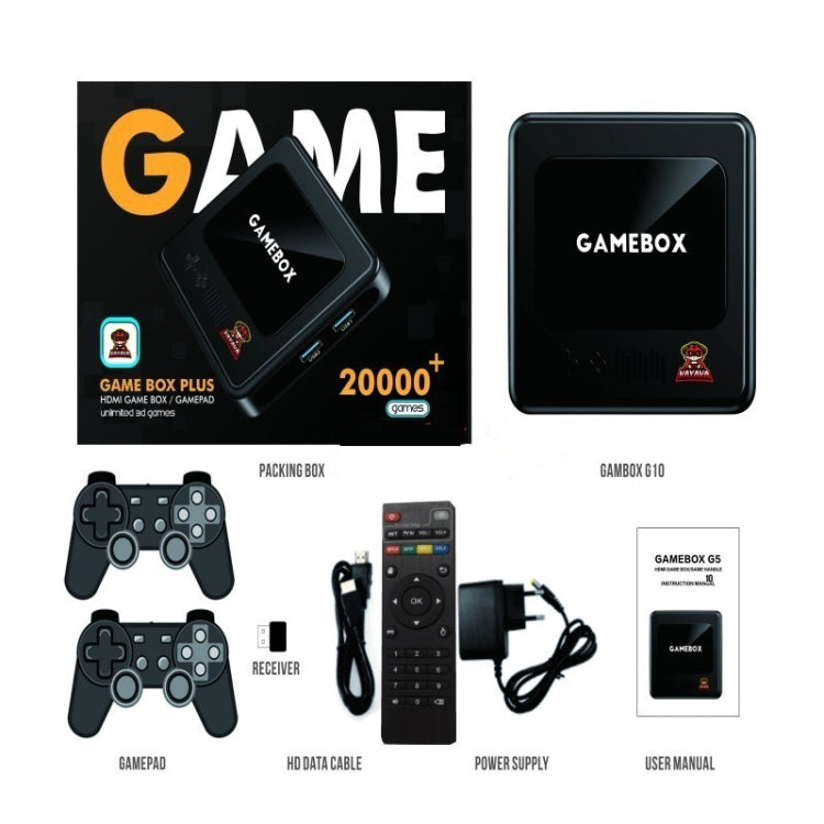 GD10 64G Built-In 30000+ Games Dual System Set-Top Box 3D Home 4K HD  TV Game Console Box EU Plug(Black)