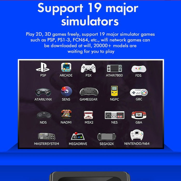 GD10 64G Built-In 30000+ Games Dual System Set-Top Box 3D Home 4K HD  TV Game Console Box EU Plug(Black)