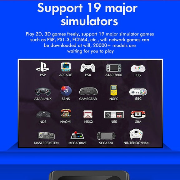 GD10 64G Built-In 30000+ Games Dual System Set-Top Box 3D Home 4K HD  TV Game Console Box EU Plug(Black)