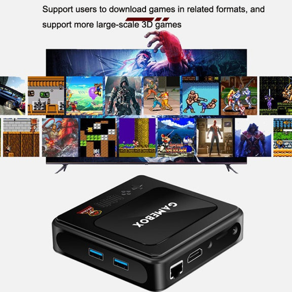 GD10 64G Built-In 30000+ Games Dual System Set-Top Box 3D Home 4K HD  TV Game Console Box EU Plug(Black)