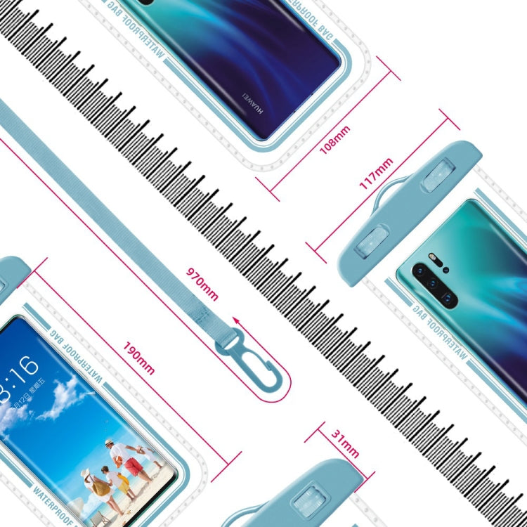 2 PCS Transparent Water-resistant Cell Phone Case Swimming Cell Phone Bag Macaron Blue