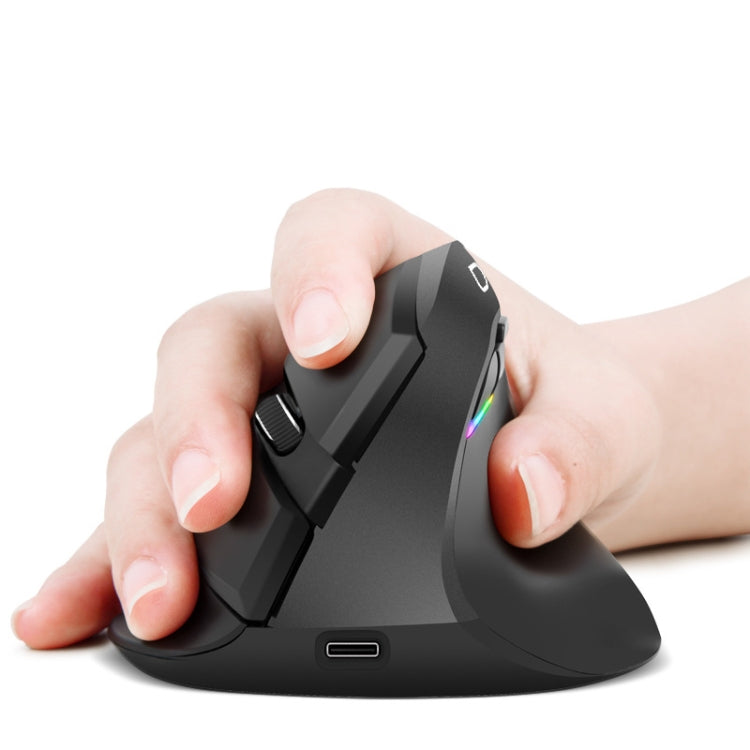 DELUX M618Mini Colorful Wireless Luminous Vertical Mouse Bluetooth Rechargeable Vertical Mouse(Classic black)