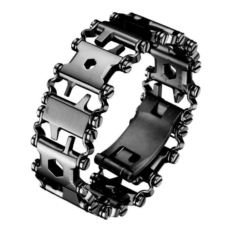 Multifunctional Stainless Steel Outdoor Survive Tool Bracelet for Men(Wide Black)