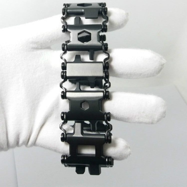 Multifunctional Stainless Steel Outdoor Survive Tool Bracelet for Men(Wide Black)