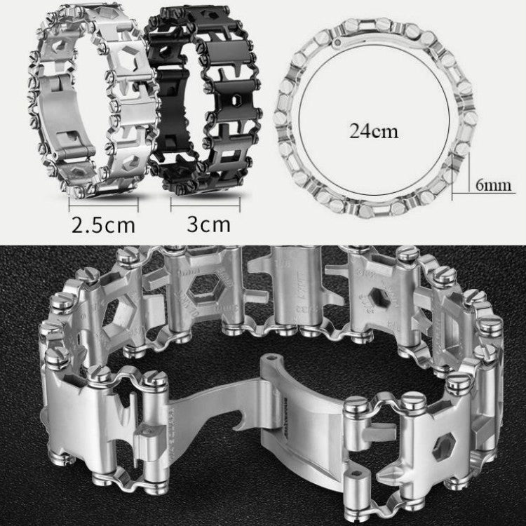 Multifunctional Stainless Steel Outdoor Survive Tool Bracelet for Men(Wide Black)