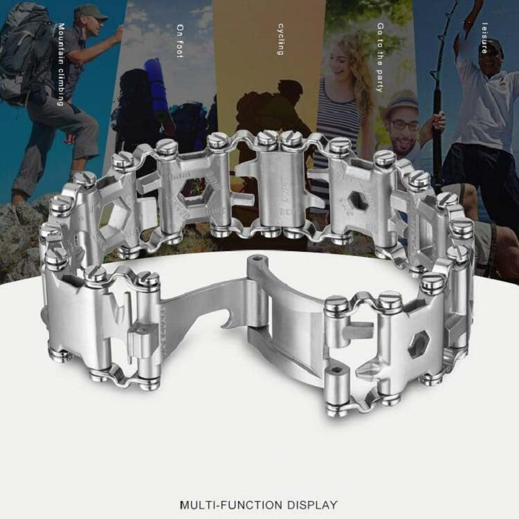 Multifunctional Stainless Steel Outdoor Survive Tool Bracelet for Men(Wide Black)