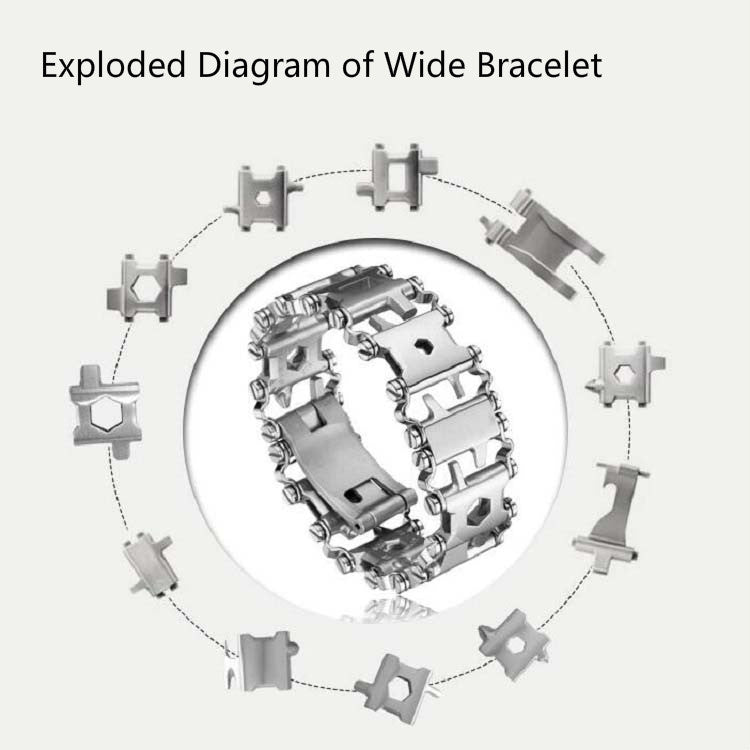 Multifunctional Stainless Steel Outdoor Survive Tool Bracelet for Men(Wide Black)