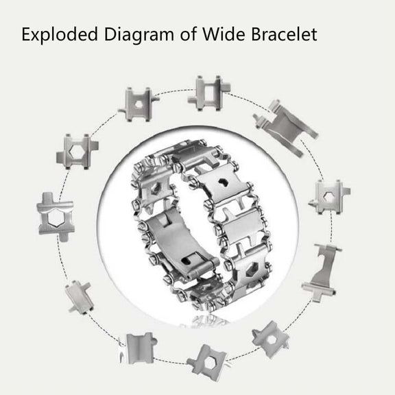 Multifunctional Stainless Steel Outdoor Survive Tool Bracelet for Men(Wide Black)