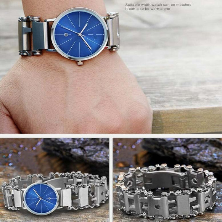 Multifunctional Stainless Steel Outdoor Survive Tool Bracelet for Men(Wide Black)