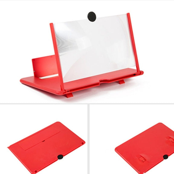 Pull-out Mobile Phone Screen Magnifier 3D Video Desktop Mobile Phone Holder, Size:12 inch(Red)