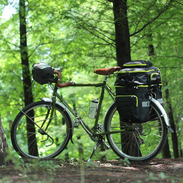 Rhinowalk Three-in-one Multifunctional Bicycle Rear Shelf Pannier Water-resistant Long-distance Equipment(Black Green)
