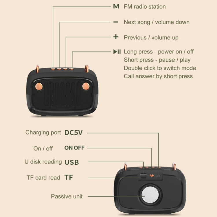 BS32D Wireless Bluetooth Speaker Cartoon Subwoofer Outdoor Card Portable Mini Speaker(Orange)