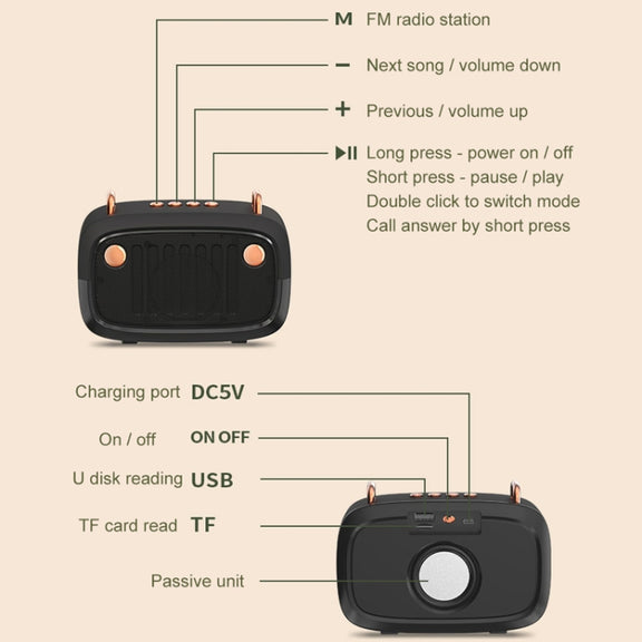 BS32D Wireless Bluetooth Speaker Cartoon Subwoofer Outdoor Card Portable Mini Speaker(Orange)
